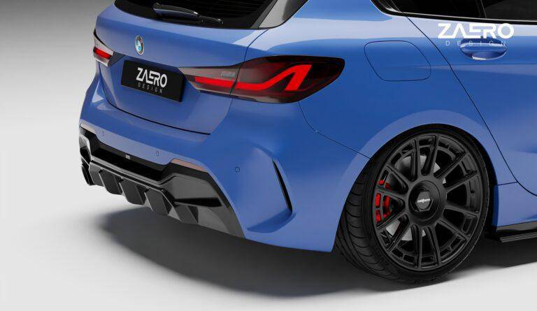 BMW 1 Series M Sport F40 Single Exit (116i 116d 118i 118d) EVO-1 Gloss Black Rear Diffuser by ZAERO (2019-2024) - Image 4