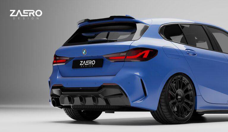BMW 1 Series M Sport F40 Single Exit (116i 116d 118i 118d) EVO-1 Gloss Black Rear Diffuser by ZAERO (2019-2024) - Image 5