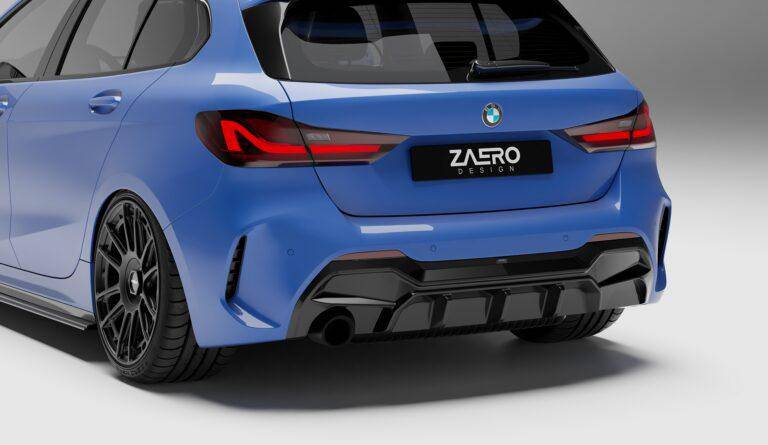 BMW 1 Series M Sport F40 Single Exit (116i 116d 118i 118d) EVO-1 Gloss Black Rear Diffuser by ZAERO (2019-2024) - Image 6