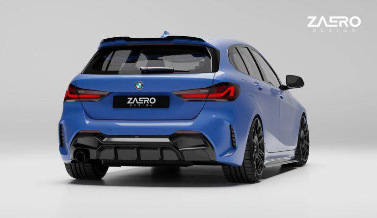 BMW 1 Series M Sport F40 Single Exit (116i 116d 118i 118d) EVO-1 Gloss Black Rear Diffuser by ZAERO (2019-2024) - Image 7