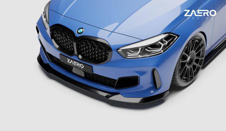 BMW 1 Series M Sport & M135i F40 EVO-1 Gloss Black Front Splitter by ZAERO (2019-2024) - Image 13