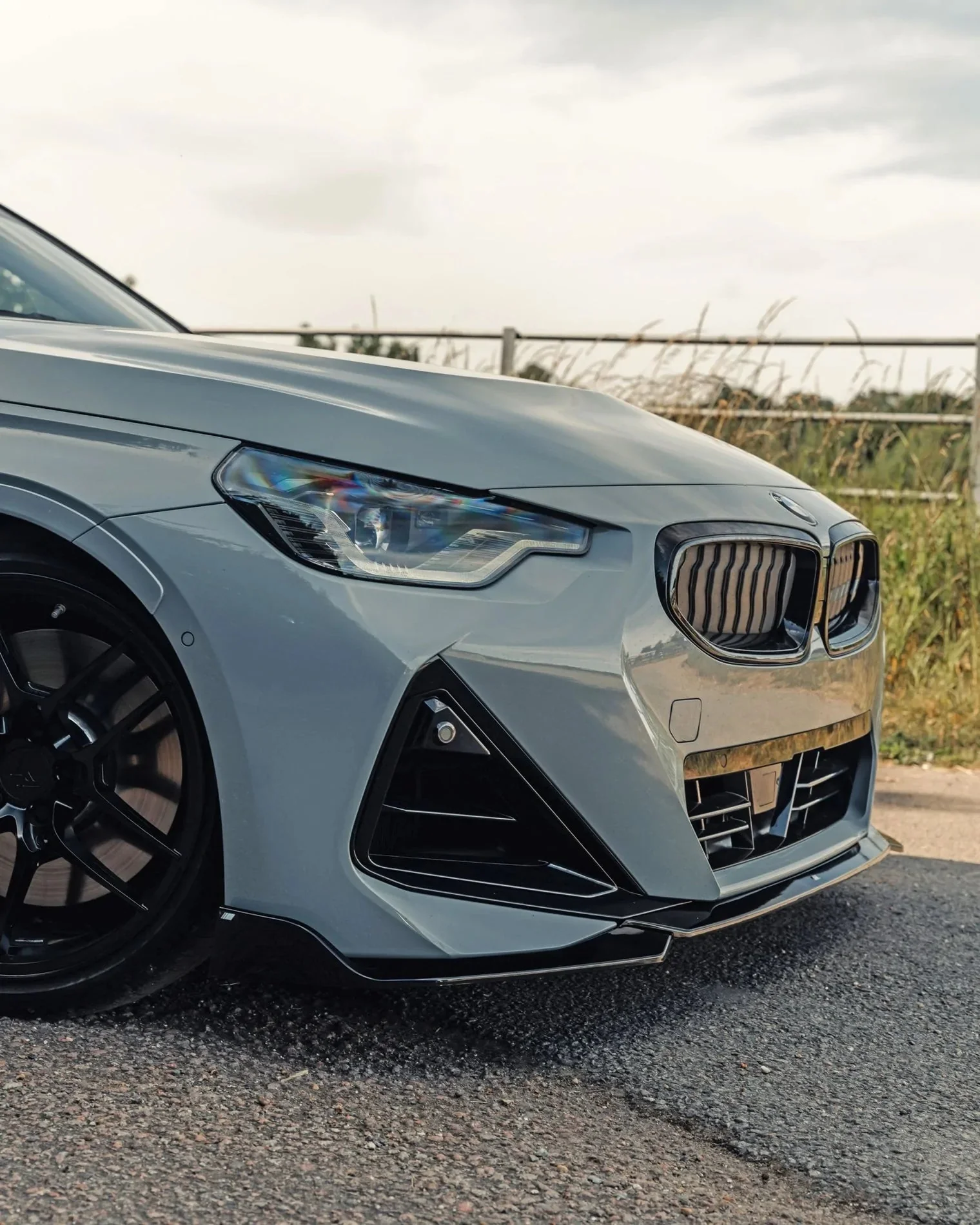 BMW 2 Series M Sport & M240i G42 Gloss Black Kit Front Splitter & Side Skirt Pack by FORM (2021+) - Image 4