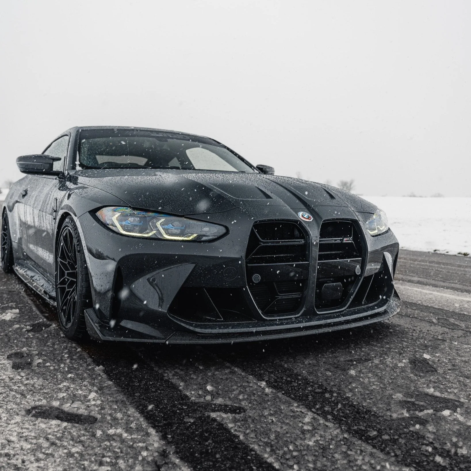 BMW G80 M3 & G82 M4 Gloss Black E-CSL Style Front Kidney Grilles with ACC by FORM (2021+) - Image 2