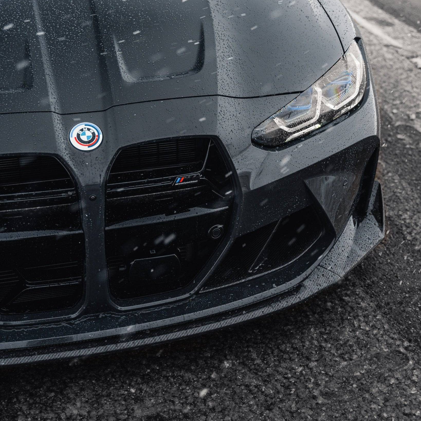 BMW G80 M3 & G82 M4 Gloss Black E-CSL Style Front Kidney Grilles with ACC by FORM (2021+) - Image 3