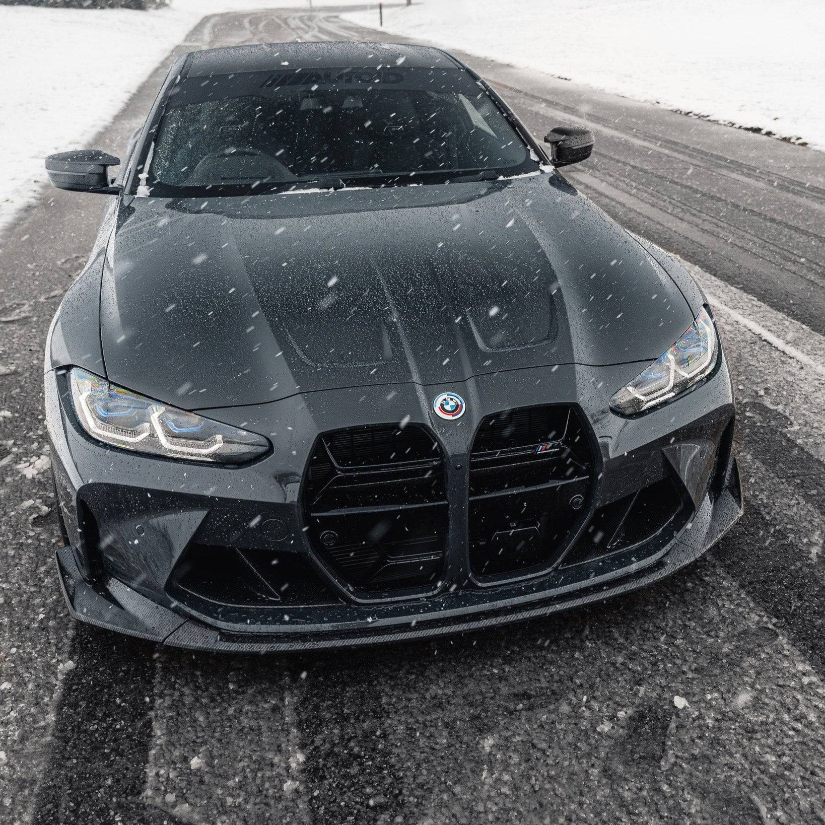 BMW G80 M3 & G82 M4 Gloss Black E-CSL Style Front Kidney Grilles with ACC by FORM (2021+) - Image 4