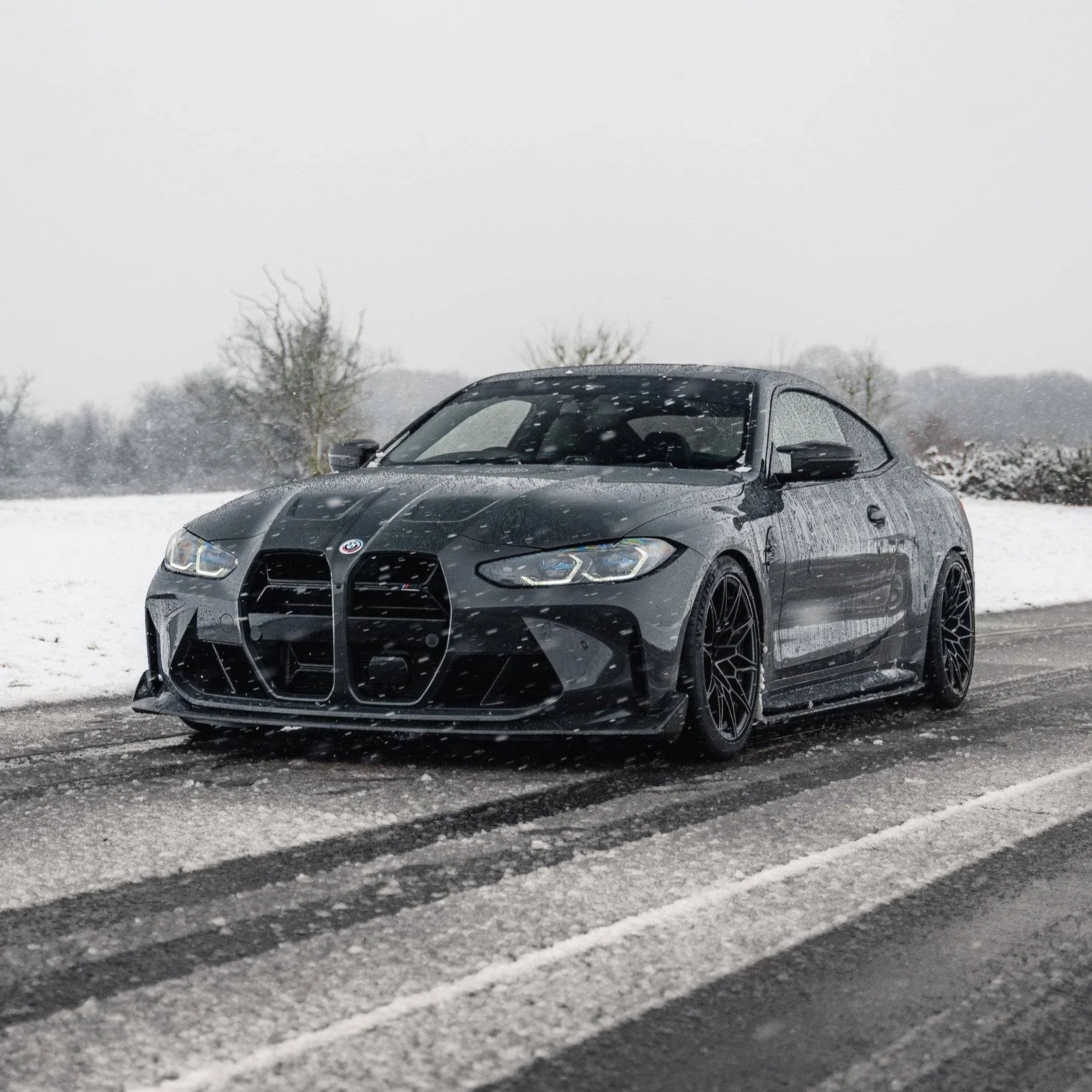 BMW G80 M3 & G82 M4 Gloss Black E-CSL Style Front Kidney Grilles with ACC by FORM (2021+) - Image 5