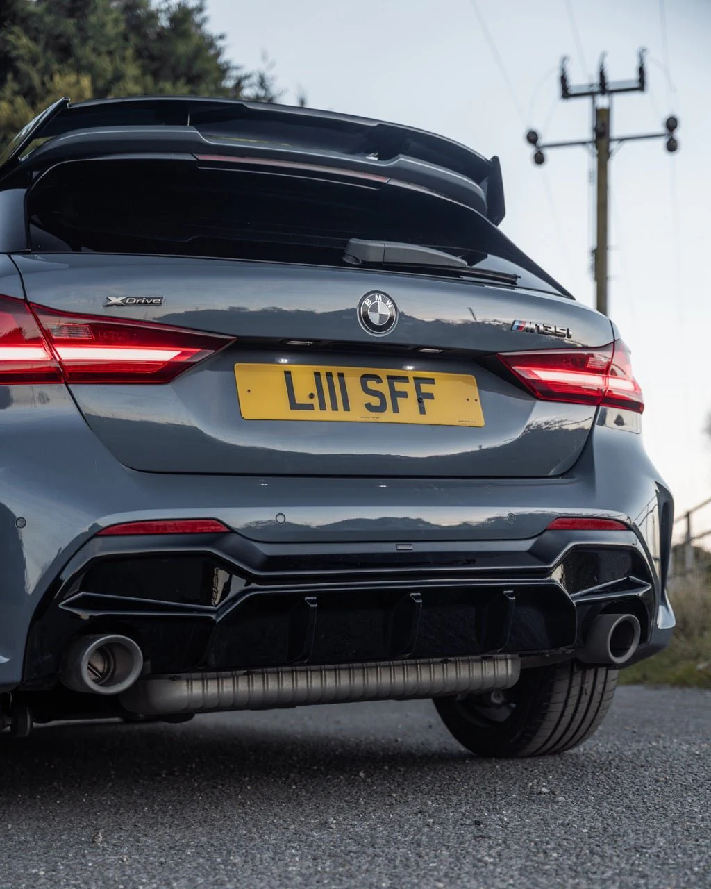 BMW M135i & 1 Series Dual Exit (128ti, 120d, 120i) F40 EVO-1 Gloss Black Rear Diffuser by ZAERO (2019-2024) - Image 2