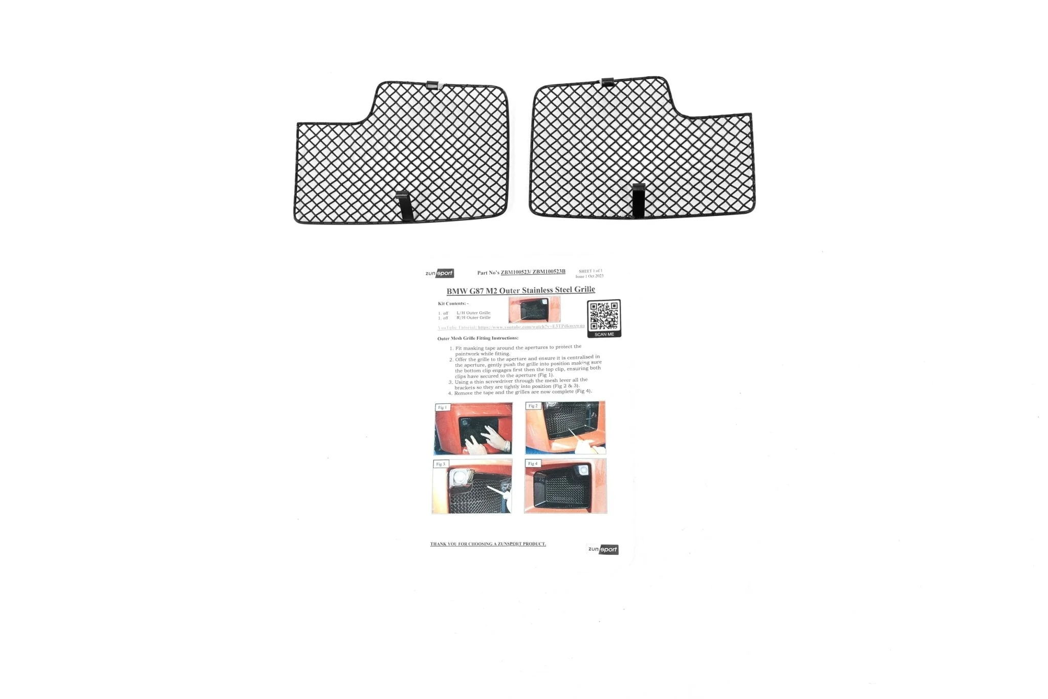 BMW M2 G87 Black Side Grille Inlets Metal Mesh Protector Kit by Zunsport (2023+) - Image 7