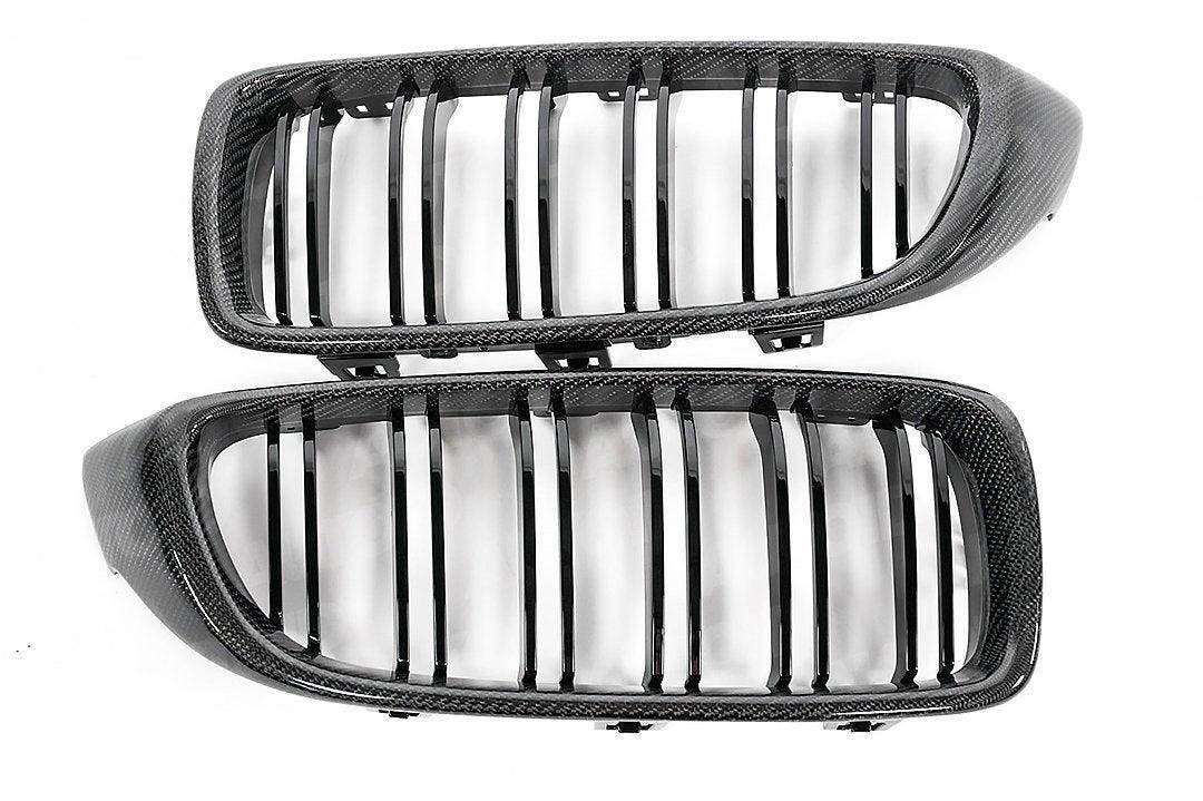 Carbon Fibre Double Slat Kidney Grilles for BMW 4 Series, M3 & M4 by FORM (2014-2020, F32 F33 F80 F82 F83)