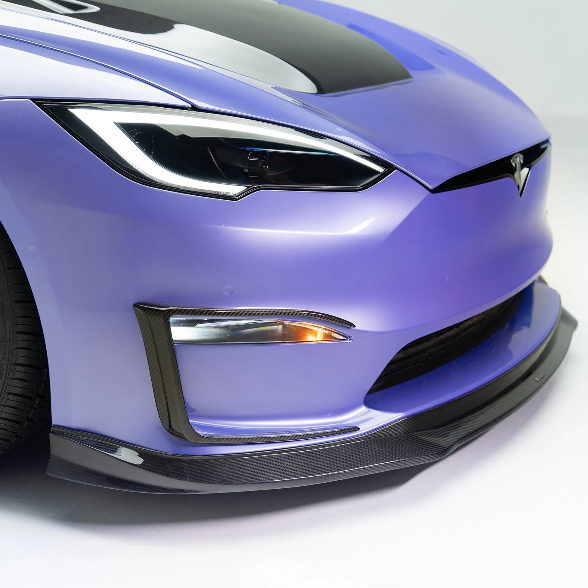 Tesla Model S Plaid VRS Add-On Aero Bumper Flares Carbon Fiber by Vorsteiner - Image 6