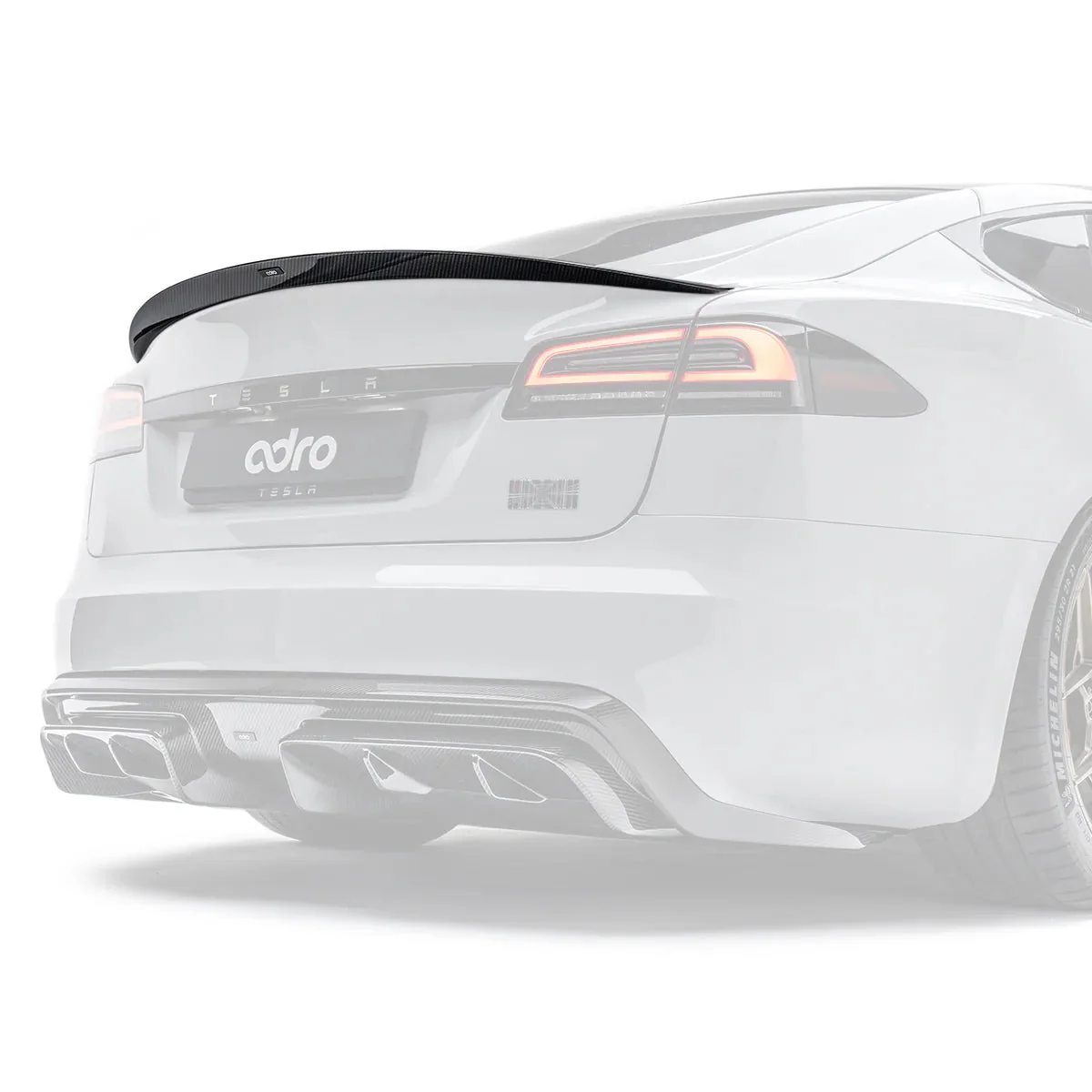 Tesla Model S Plaid Facelift II Pre-Preg Carbon Fibre Rear Spoiler by Adro (2021+)