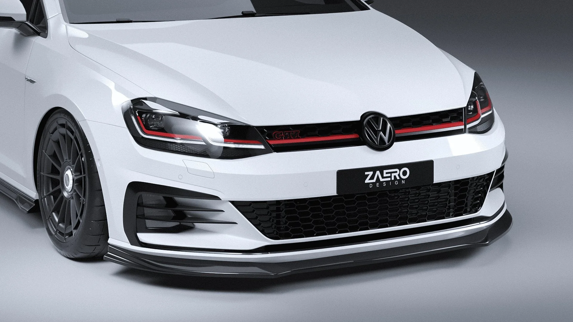 VW Golf GTI & Golf GTD Mk7.5 EVO-1 Gloss Black Front Splitter by ZAERO (2017-2020) - Image 11