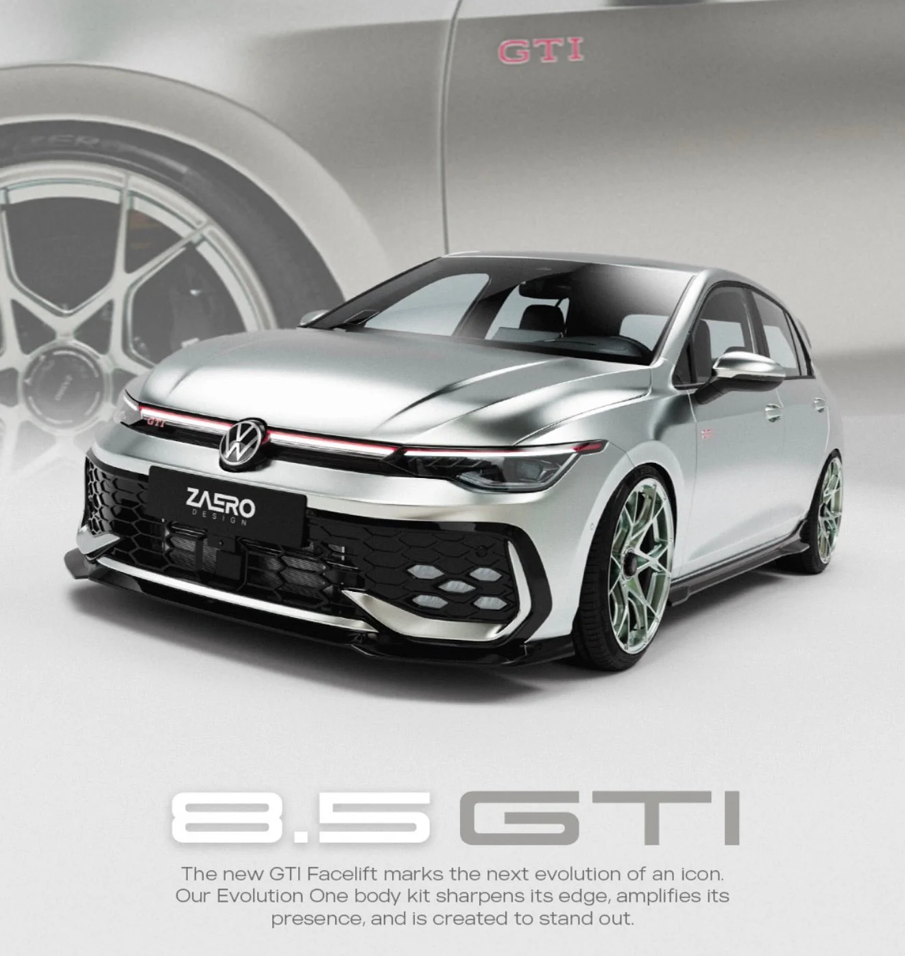 VW Golf GTI Mk8.5 EVO-1 Gloss Black Body Kit by ZAERO (2024+) - Image 2