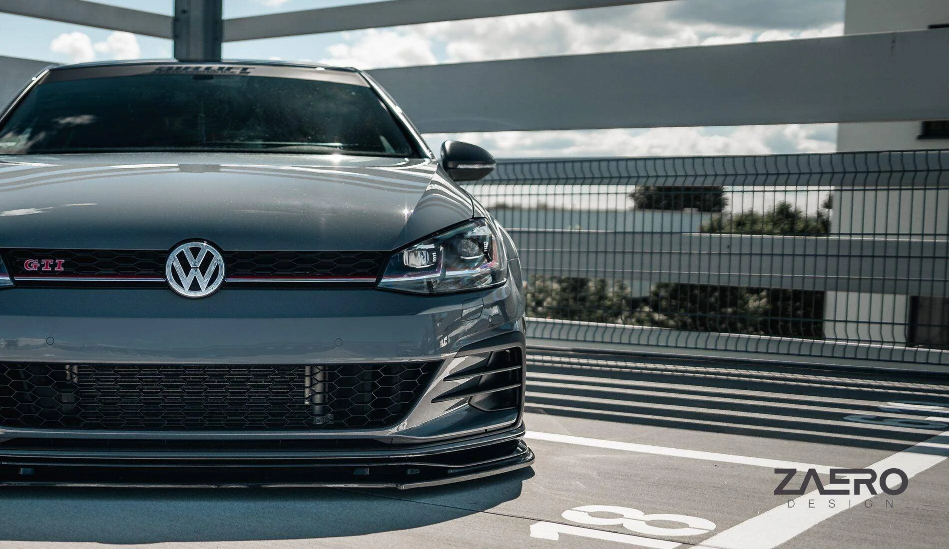 VW Golf GTI TCR EVO-1 Gloss Black Front Splitter by ZAERO (2017-2019, Mk7.5) - Image 2