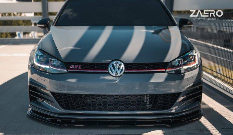VW Golf GTI TCR EVO-1 Gloss Black Front Splitter by ZAERO (2017-2019, Mk7.5) - Image 6